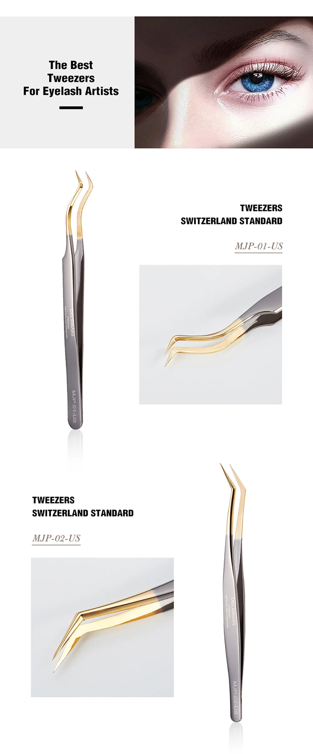 DeceMars Eyelash Extensions Tweezers For Lash Artists