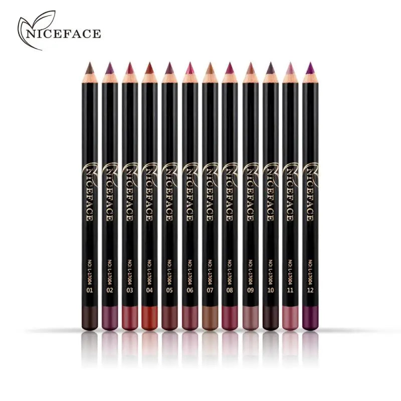 NICEFACE 12 Colors Matte Lip Pencils Nude Lipliner Pencil Waterproof Lipstick Pen Lip Liner Long Lasting Lips Makeup Cosmetics