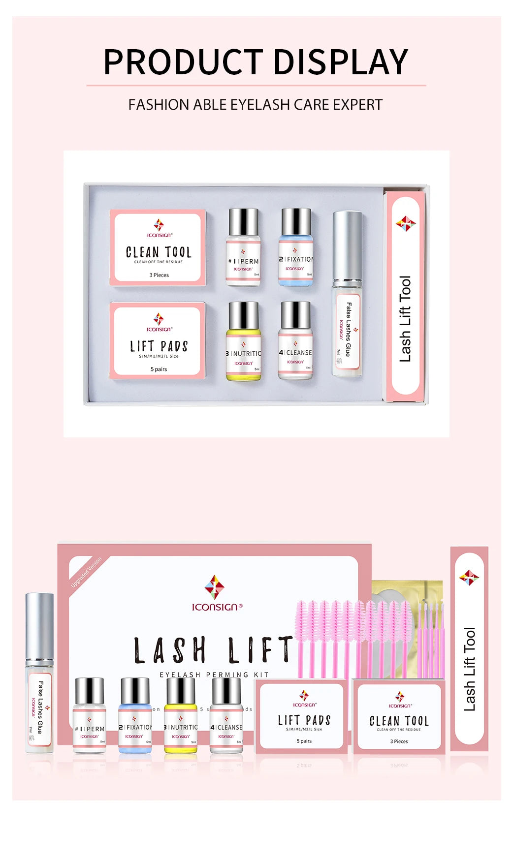 ICONSIGN Upgrade Version Lash Lift Kit Lifting Eyelashes Lasting 6-8 Weeks Lash Perm Eyelash Enhancer Makeup Tools