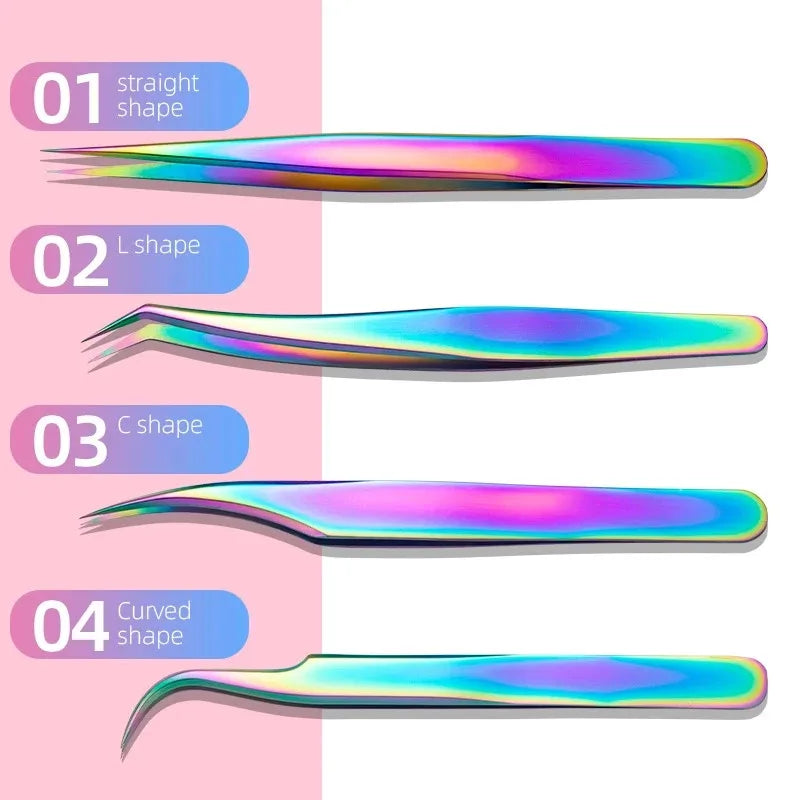 4PCS Lash Tweezers Set False Eyelash Extension Clip Pliers Eyebrow Tweezers For Hair Nail Art Soldering Lash Tongs Makeup Tools