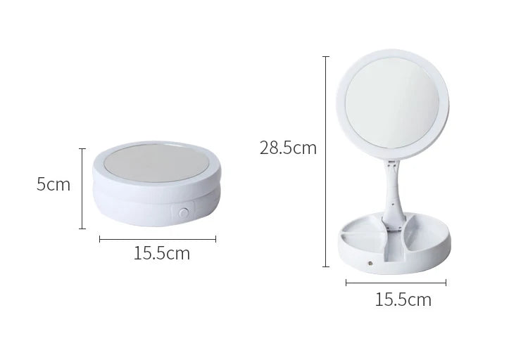 Foldable Led Magnifying Mirror Makeup Costway White Vanity Cosmetic Mirror USB Charging or Battery  with Light 10X Table Mirrors