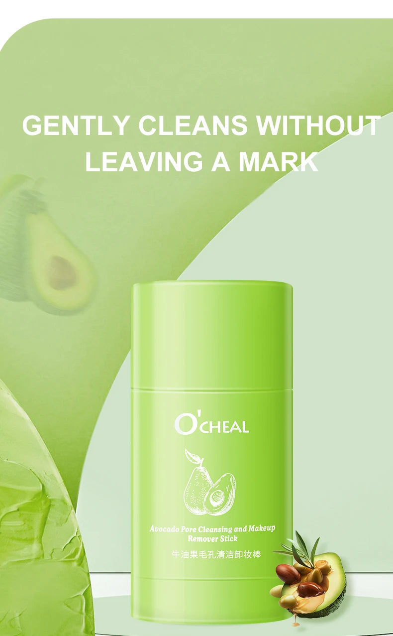 Ocheal Portable Avocado Makeup Remover Stick Deep Cleansing Balm Gel Cream Stick Remover Lip makeup Cosmetics Moisturizing skin