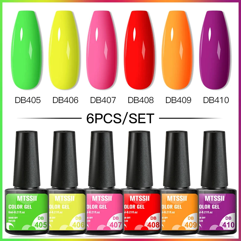 6Pcs Red Series Gel Nail Polish Set Winter Colors Semi Permanent Varnish Soak Off UV LED Gel Nail Art Manicure Base Top Coat Kit