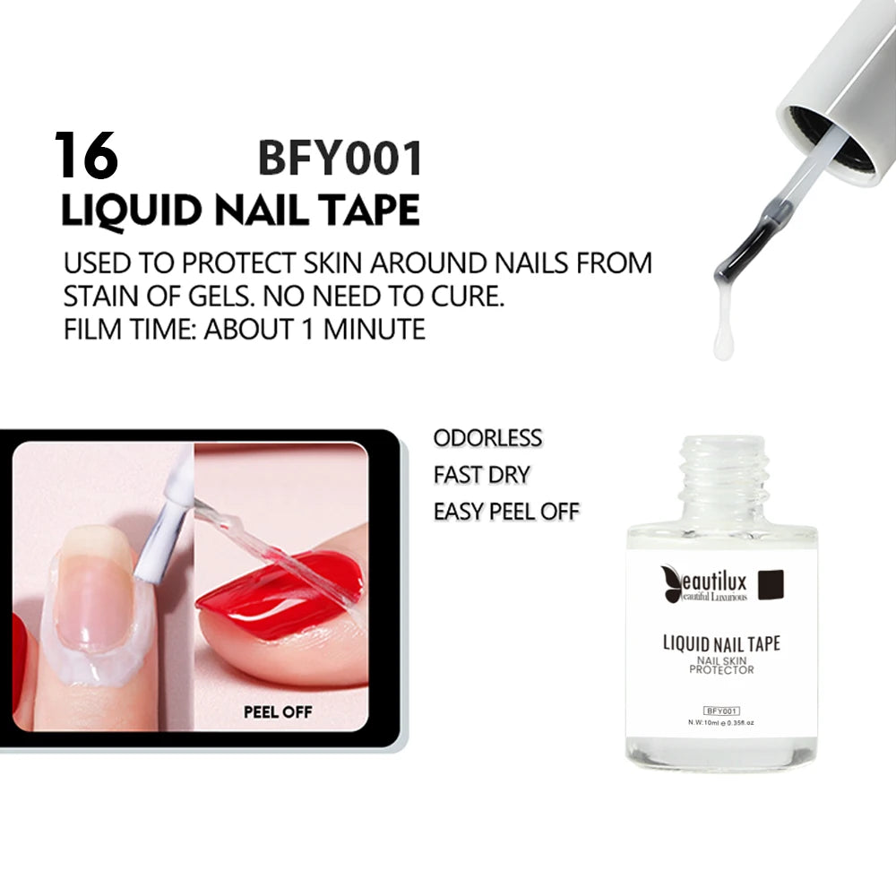 Beautilux Primer Rubber Base Top Coat Velvel Matte Top Coat Nail Art Degisn Clear Blossom Blooming Gel Foil Transfer Gel 10ml