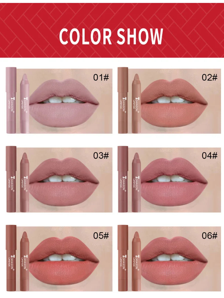 Nude Series Velvet Matte Lipstick Pencil Waterproof Long Lasting Red Lip Stick Non-Stick Cup Makeup Lip Tint Pen Cosmetic Makeup