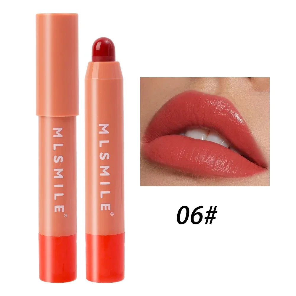 Matte Moisturizing Crayon Lipstick Makeup Pink Red Long Lasting Color Rendering Waterpoof Non-Stick Cup Lip Tint Woman Cosmetics