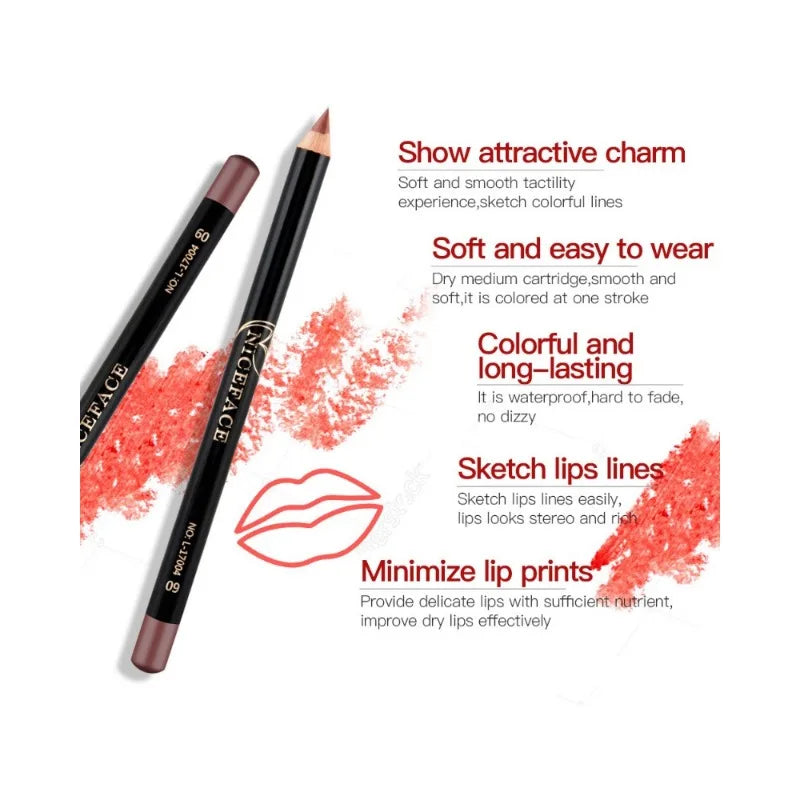 Professional 12 Color Matte Brown Lip Liner Waterproof Long Lasting Moisturizing Sexy Lip Pencil Women Natural Lipstick Makeup