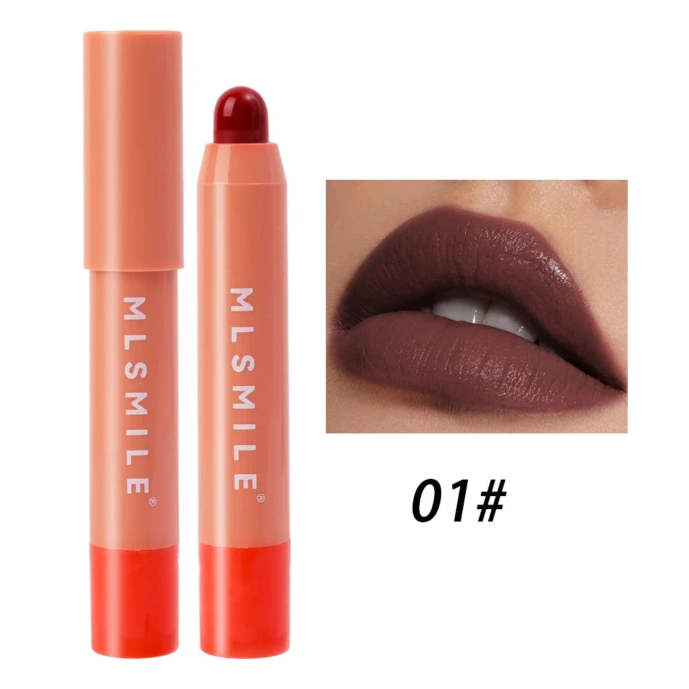 Lipstick Crayon Lip Liner Pencil Velvet Matte Moisturizing Waterproof Long Lasting Non-stick Cup Solid Lip Gloss Makeup Cosmetic