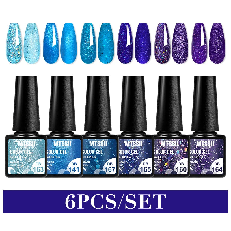 6Pcs Red Series Gel Nail Polish Set Winter Colors Semi Permanent Varnish Soak Off UV LED Gel Nail Art Manicure Base Top Coat Kit