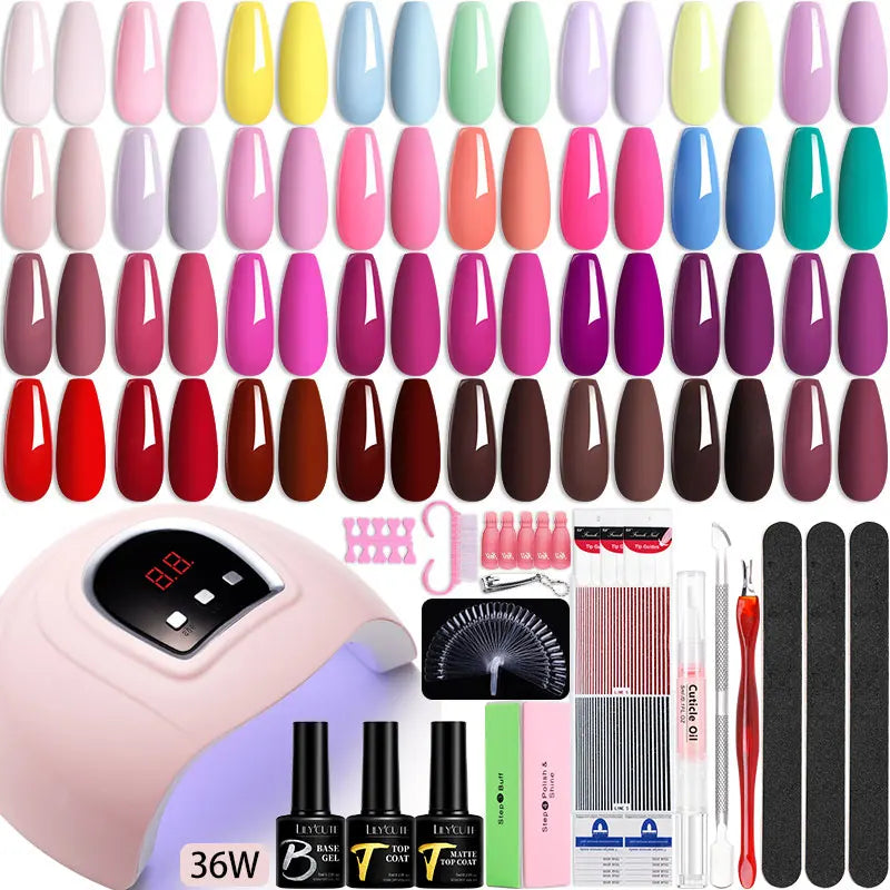 Manicure Set 32Colors Gel Nail Polish Set With UV LED Lamp Dryer Nail Art Vernis Semi Permanent UV Gel Set Nail Supplies Kit