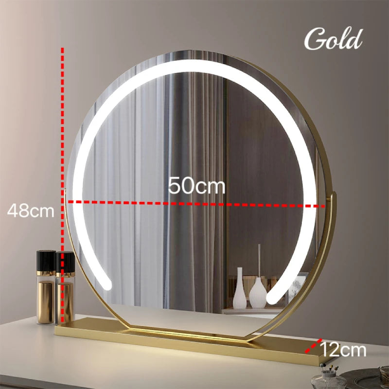 Vanity Mirror with Lights LED Round Makeup Mirror for Bedroom with 15X Magnification Smart Touch Dimmable 3 Modes 360° Rotation