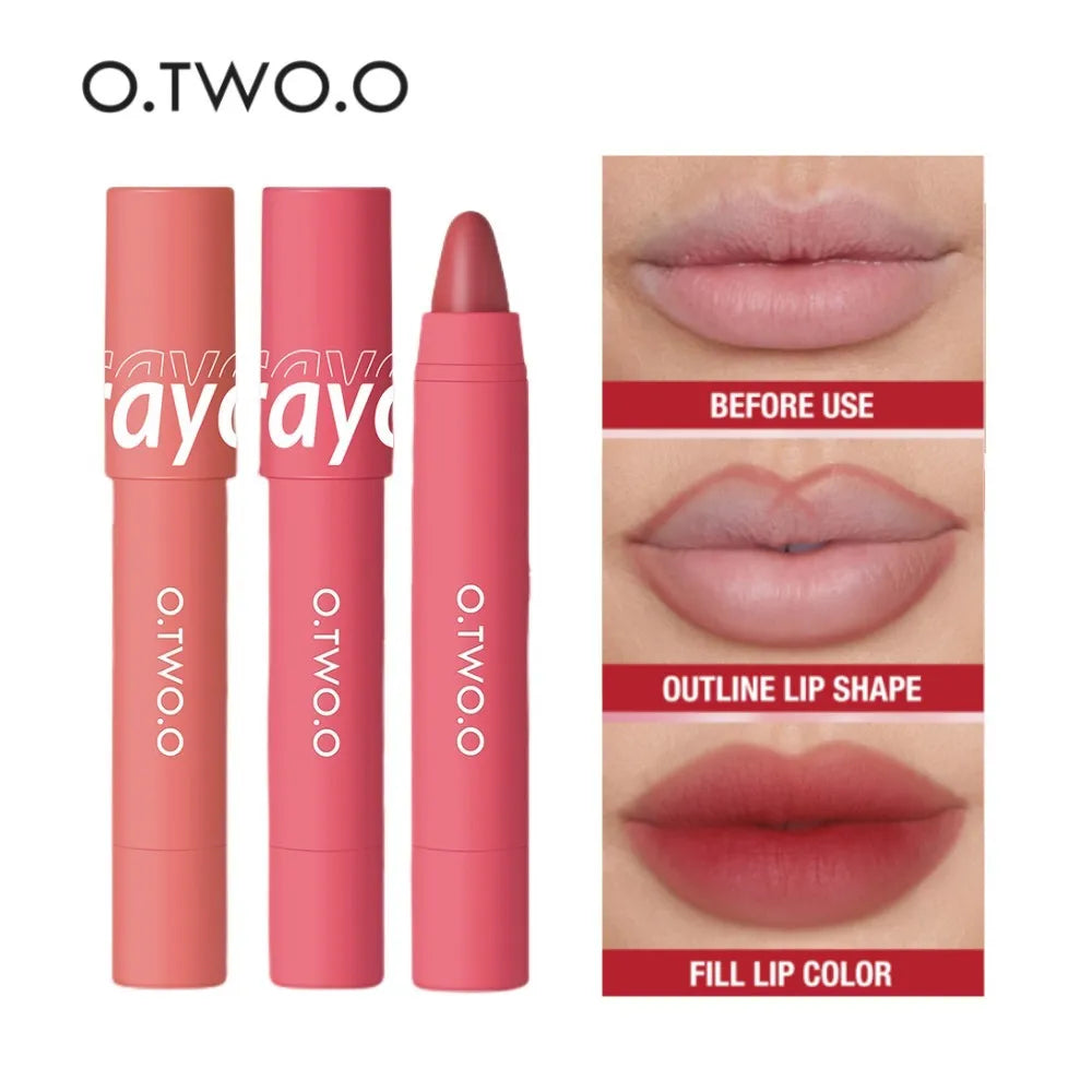 O.TWO.O 6pcs Matte Crayon Lipstick Pencil 6 Shades Silky Sexy Lip Liner Waterproof Makeup Multiple Use Lip Stick Pen For Women