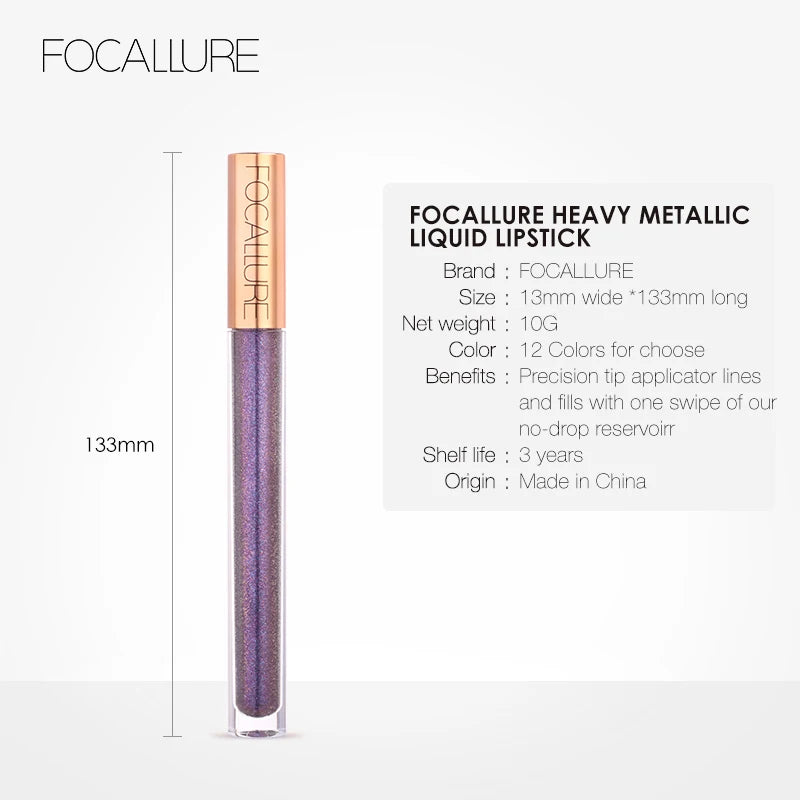 FOCALLURE 12 Color Chameleon Lip Gloss Shiny Matte Long Lasting Bright Moisturizing Liquid Lipstick Beauty Lips Makeup Cosmetics