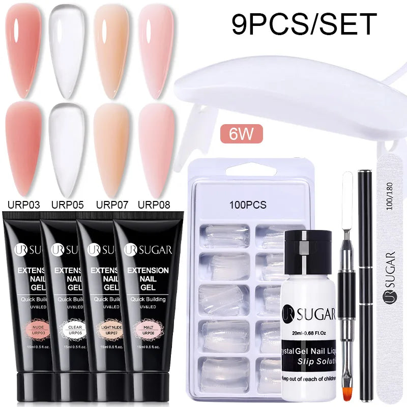 UR SUGAR 15ml Extension Gel Set Kits Semi Permanent Acrylic Hard Gel White Clear Nude Gel Nail Polish Nail Art Construction Gel