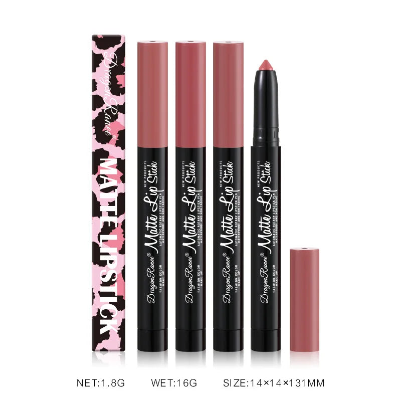 Matte Nude Lipstick Lip Liner 2 In 1 Long Wearing Waterproof Lip Ink Crayon Built-in Sharpener Professional Makeup For Women