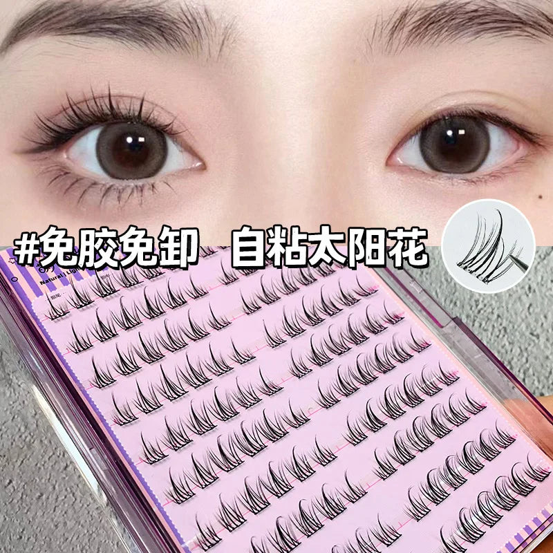 Voluminous Sunflower Glue-free False Eyelashes DIY Segmented Reusable No-removal Thick Lash Extension Enlarge Eyes Daily Use