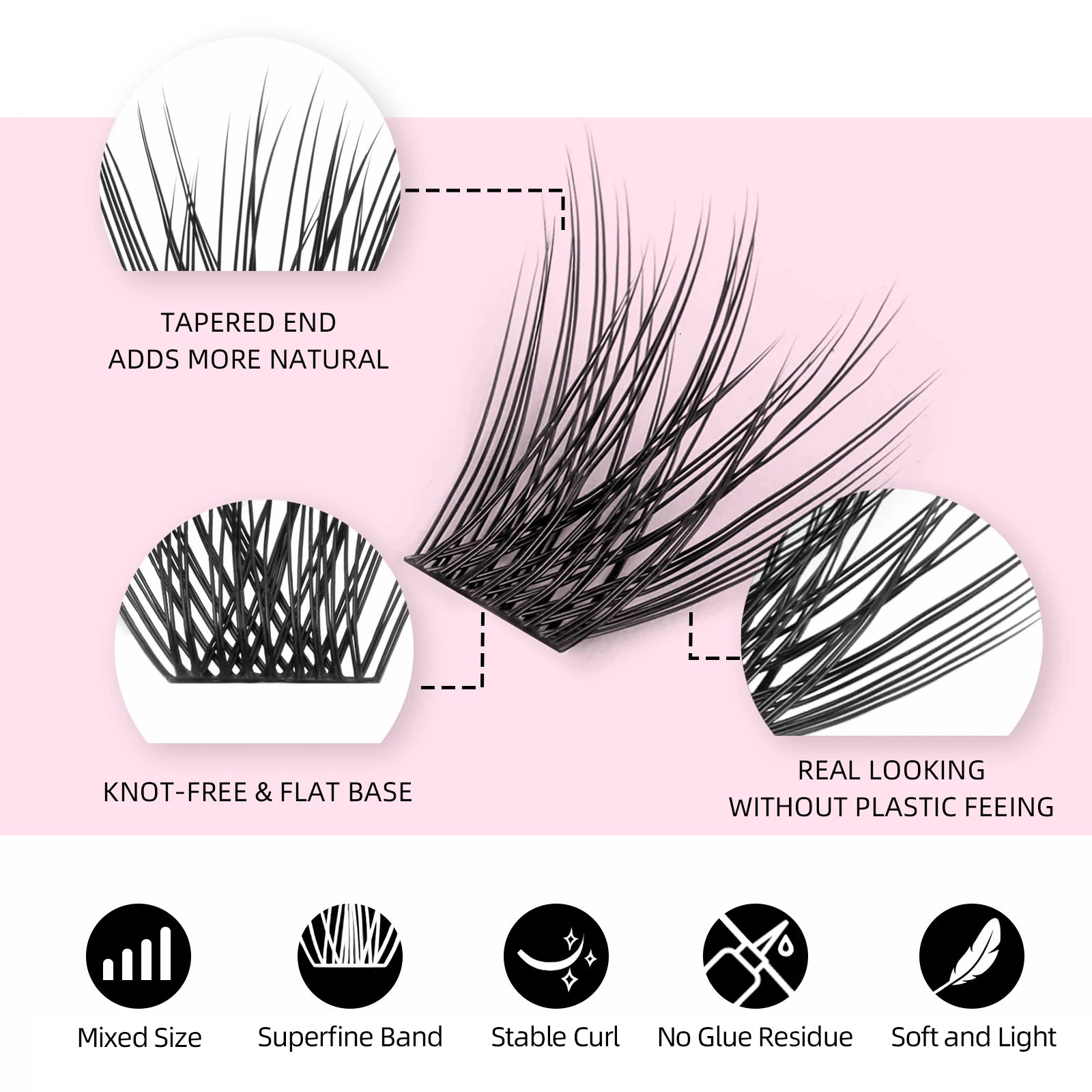 Factory Wholesale 12 Rows 0.07mm Mix 8-16mm Individual DIY Clusters Fake Eyelashes Extensions C D Curl Newbie Daily Lash Makeup