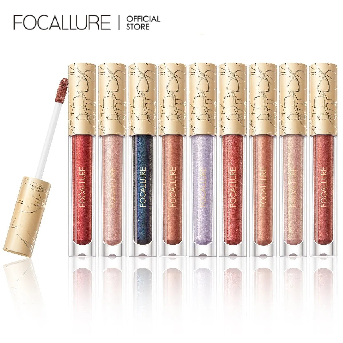 FOCALLURE 15 Colors Metallic Lip Gloss Glitter Liquid Lipstick Diamond Lip Tint Moisturizing Shiny Lip Glaze Makeup Cosmetics