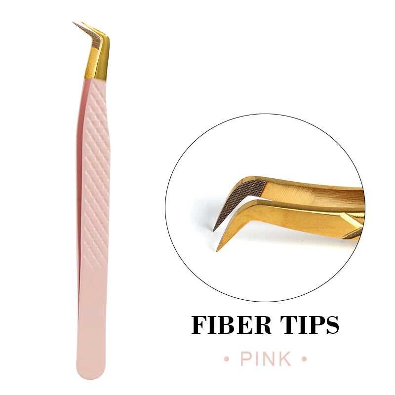 Fiber Eyelash Extension Tweezer Volume Precise Diamond Grip Fiber Tip Stainless Steel High Quality Eyebrow Makeup