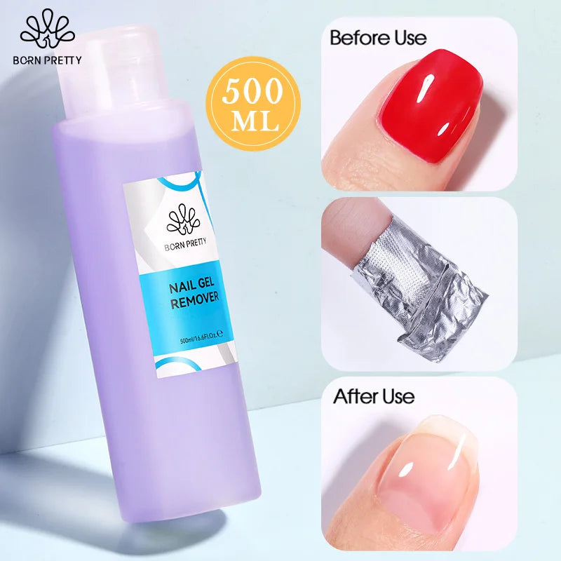 BORN PRETTY 500ML Nail Gel Remover Liquid Cleaner Remove sticky layer of UV/LED gels Permanent enamels Clean brushes Gel Nails