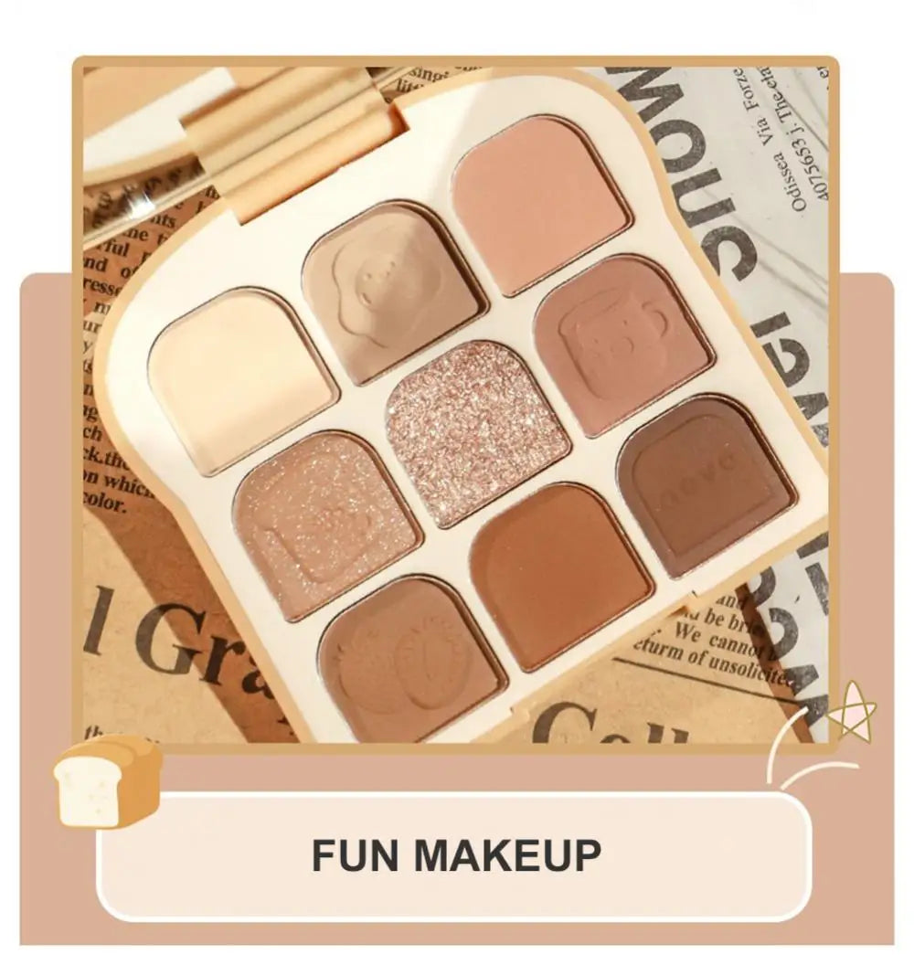 NOVO Toast 9 Colors Matte Eyeshadow Palette Pearlescent Eye Plate Cute Makeup Palette Female Cosmetic Lasting Nature Beauty