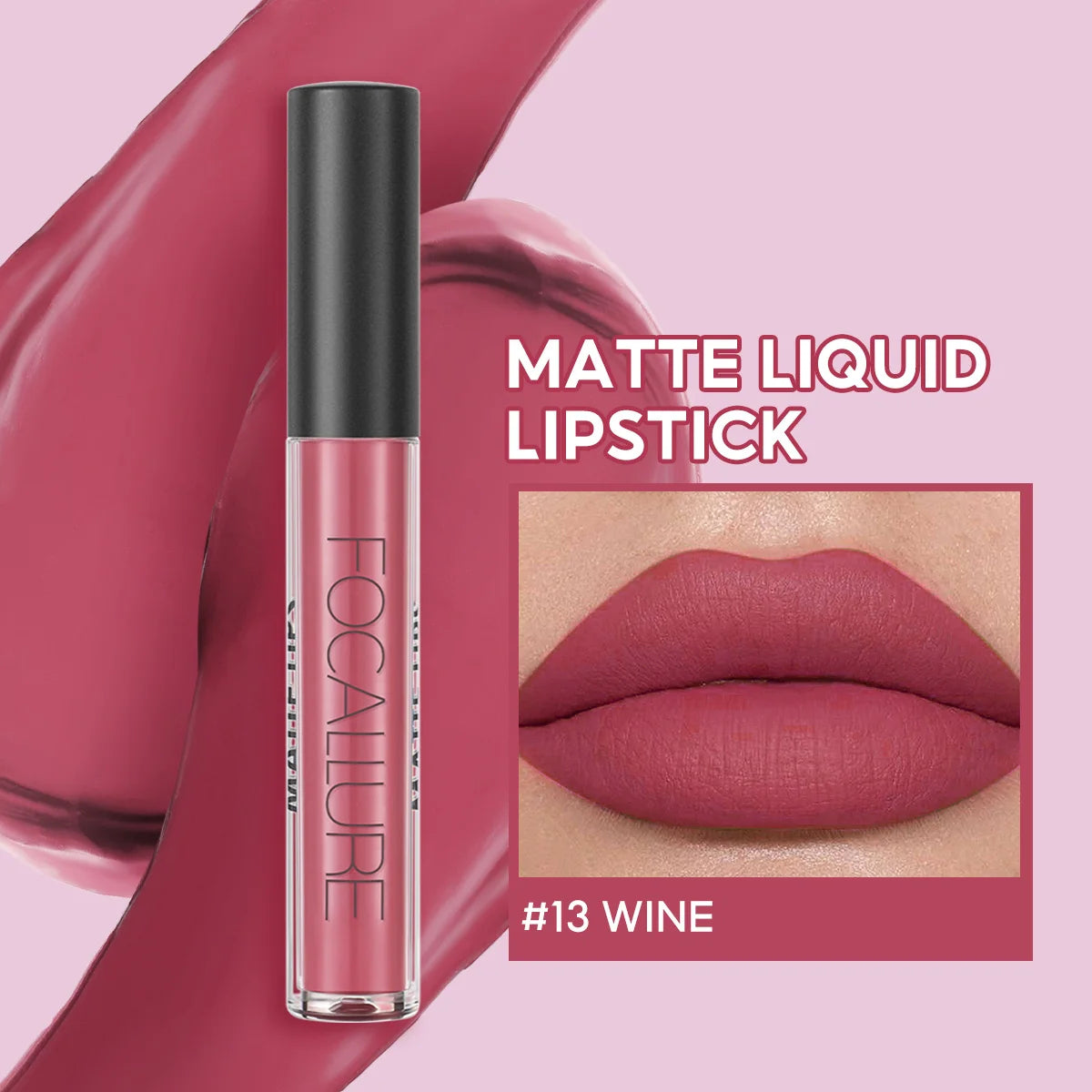 FOCALLURE Matte Liquid Lipstick Long-lasting Waterproof Lip Gloss 10 Colors Lip Glaze Non-Stick Cup Lip Tint Makeup Cosmetics