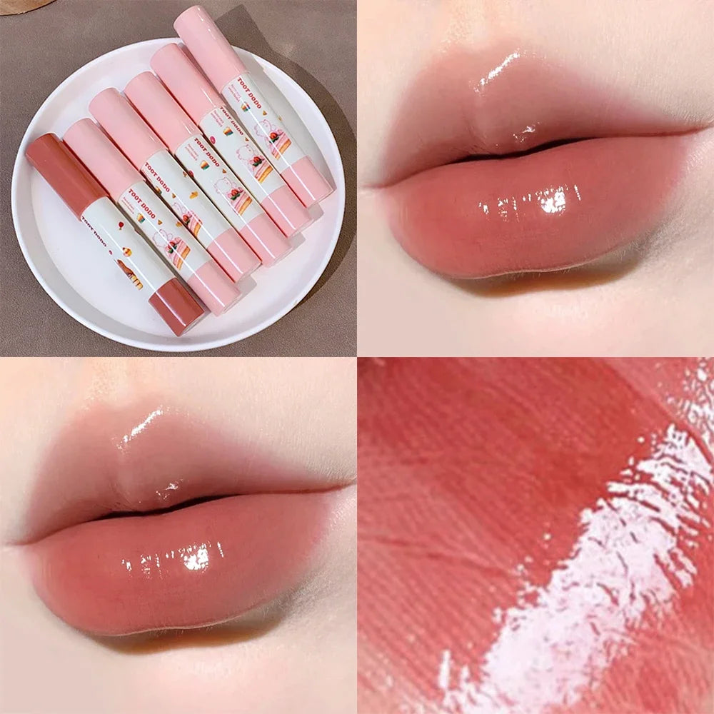 Waterproof Crayon Mirror Water Lipstick Pen 6 Colors Long Lasting Moisturizing Non-stick Cup Lipliner Pen Lips Makeup Cosmetics