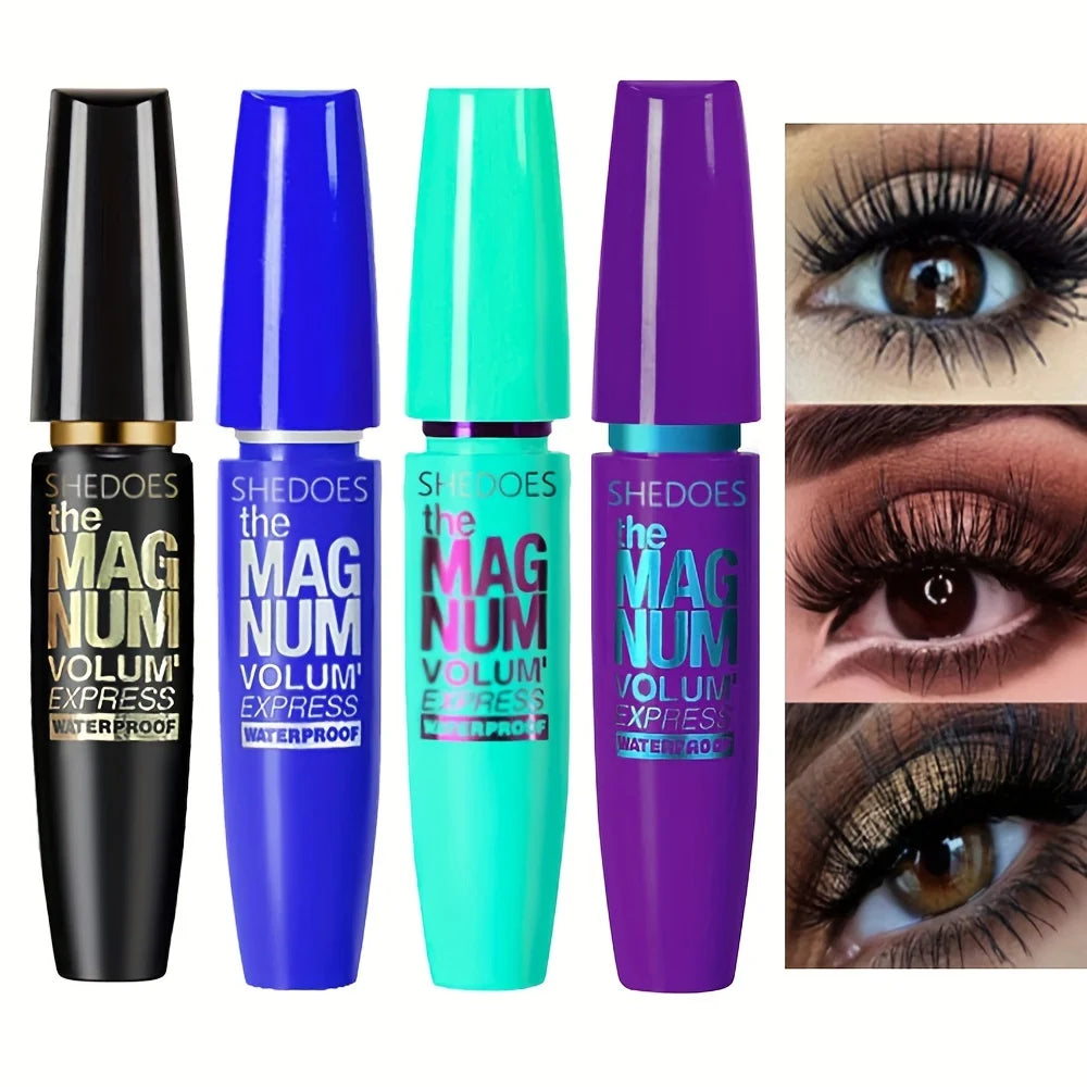 4D Black Mascara Thickening Lengthening Curling Up Waterproof Long Lasting Makeup Effect Liquid Fiber Multicolor Mascara