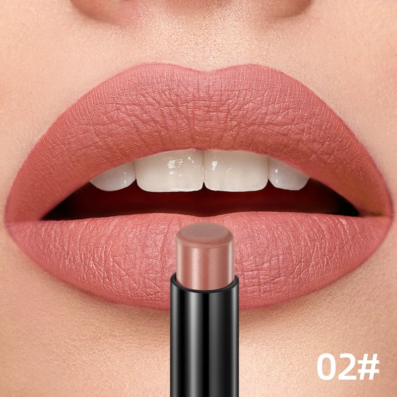 QIBEST 12 Colors Velvet Matte Lipstick Pen Cosmetics Lasting Nude Crayon Lipstick Moisturising Red Brown Lip Liner Pencil Makeup