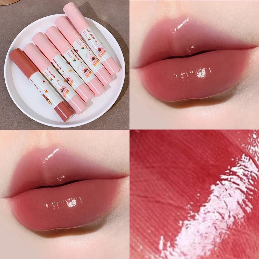 Waterproof Crayon Mirror Water Lipstick Pen 6 Colors Long Lasting Moisturizing Non-stick Cup Lipliner Pen Lips Makeup Cosmetics