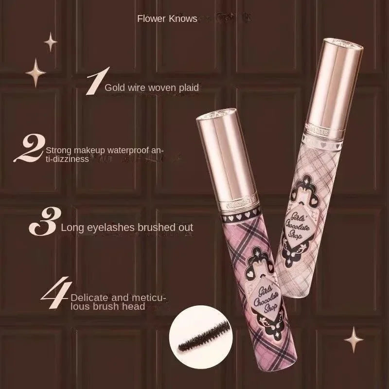 Flower Know Chocolate Shop Mascara Black Brown Makeup With Fibre Brush Lengthening Black Mascara,Perfectly Defined Lashes 3.5ml