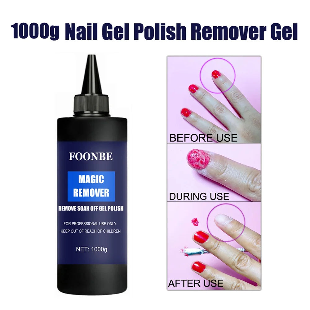 FOONBE Magic Burst Gel Polish Remover Gel Soak Off Sticky Layer Cleaner Nail Degreaser Semi-Permanent Clear Nail UV Remover Glue