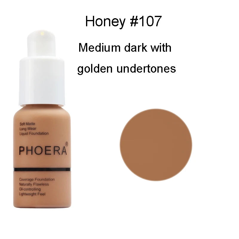 PHOERA 30ml Liquid Foundation Set Oil-control Concealer Cream Hydrating Long Lasting Hydrating Makeup Foundation TSLM1