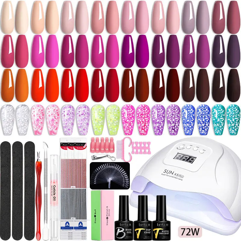 Manicure Set 32Colors Gel Nail Polish Set With UV LED Lamp Dryer Nail Art Vernis Semi Permanent UV Gel Set Nail Supplies Kit