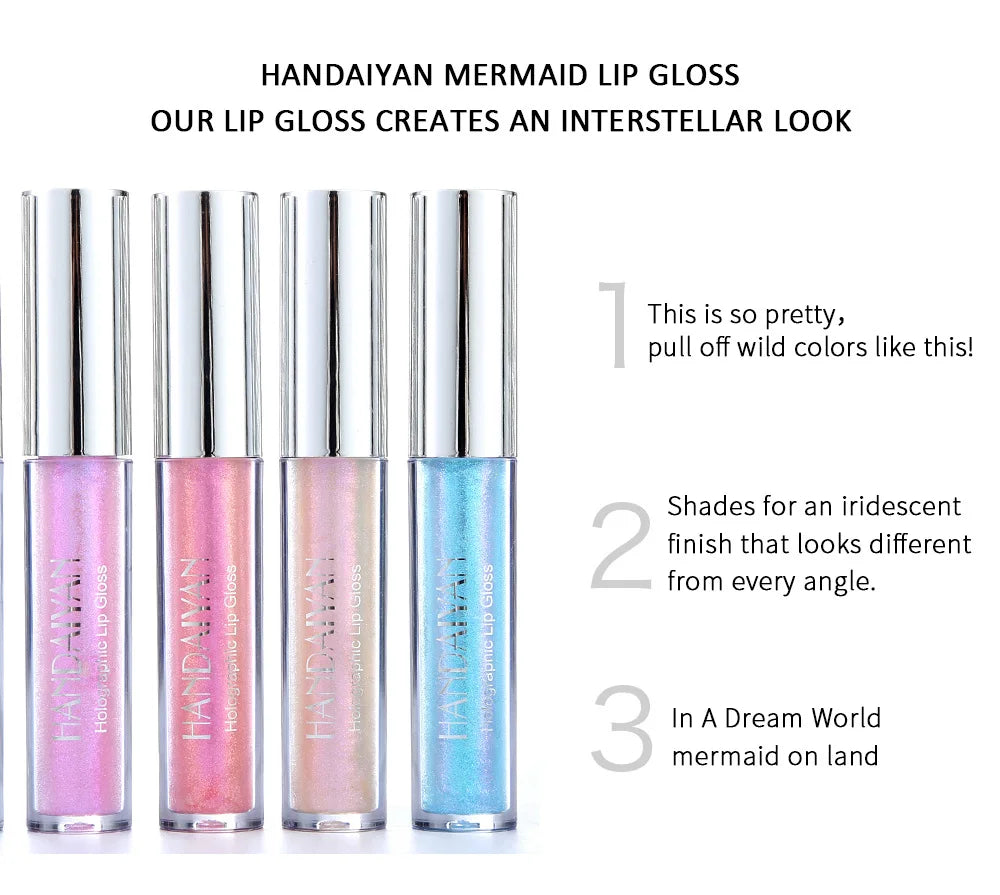 Handaiyan Lip Gloss Longlasting Glitter Lip Glaze Lipstick Liquid Waterproof Moisturize Luminous Shimmer Shiny Lipgloss Makeup