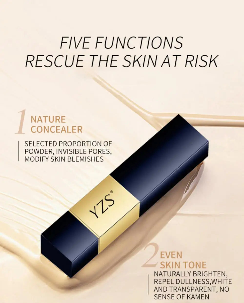 2 In 1 Facial Concealing Stick Concealer Foundation Stick Double-headed Concealer Stick Brightening Contour Cosmetic With Brush