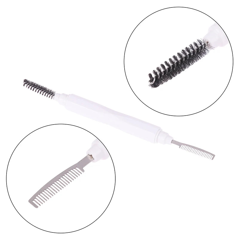 Double Headed Eyebrow And Eyelash Comb Spiral Brush Fine Toothed Small Steel Comb Professional Beauty Makeup Tools For Eye