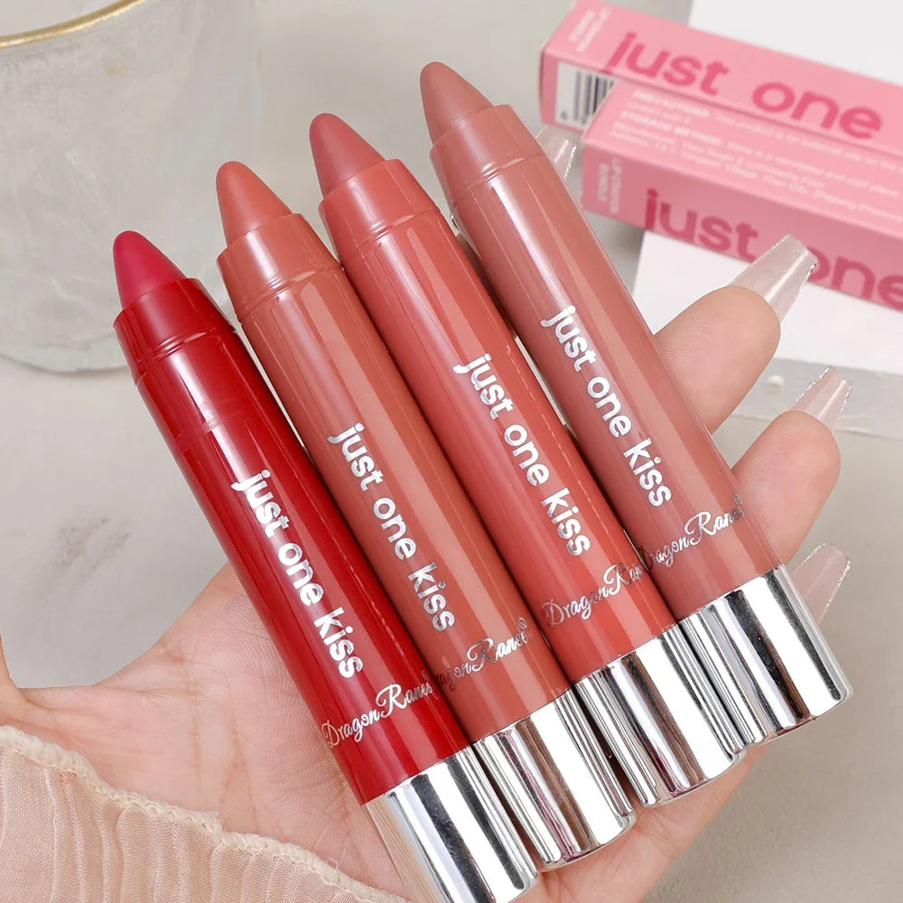 Matte Moisturizing Crayon Lipstick Makeup Pink Red Long Lasting Color Rendering Waterpoof Non-Stick Cup Lip Tint Woman Cosmetics