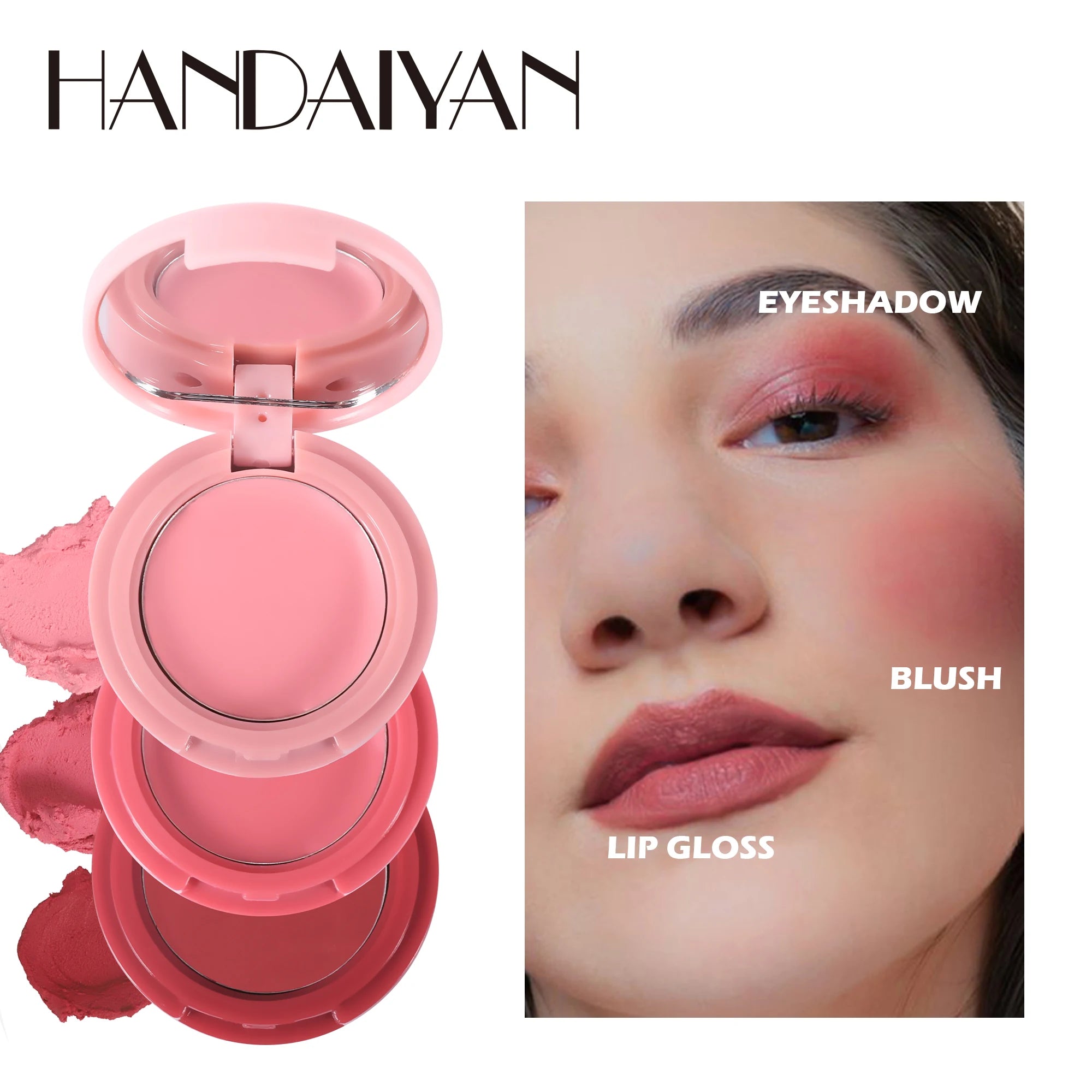 Handaiyan Natural Matte Face Blusher Velvety Smooth Lip Cream Cheek Blush Rouge Waterproof Makeup