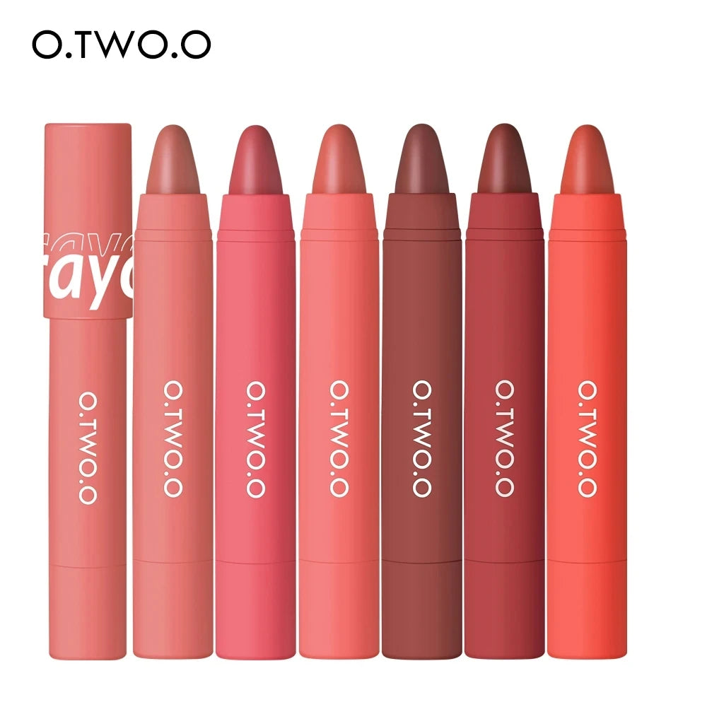 O.TWO.O 6pcs Matte Crayon Lipstick Pencil 6 Shades Silky Sexy Lip Liner Waterproof Makeup Multiple Use Lip Stick Pen For Women