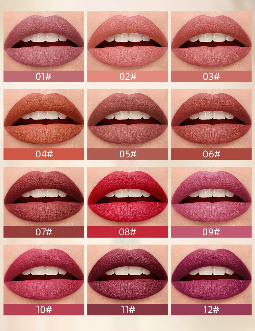 QIBEST New Velvet Matte Lipstick Long Lasting Waterproof Lipstick Non-Stick Cup Lip Stain Tint Cosmetics Lip Pencil Liner Makeup