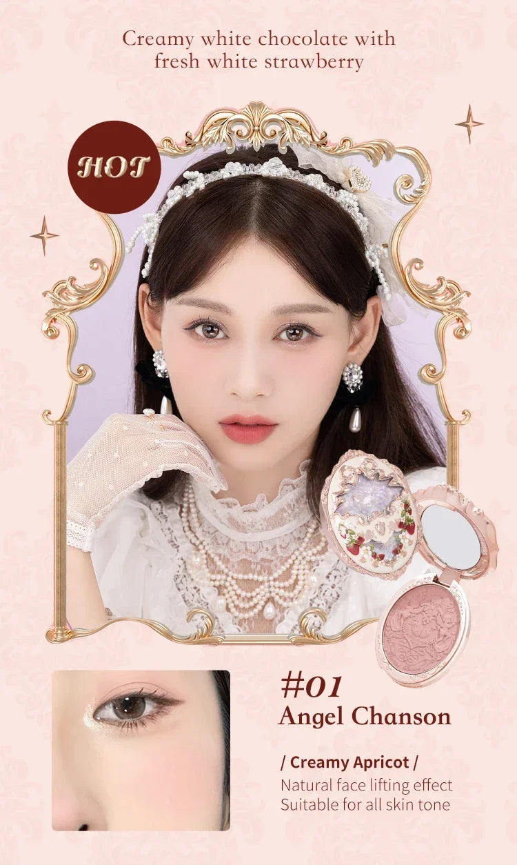 Flower Knows Embossed Blush Strawberry Rococo Series Natural Waterproof Anti-sweat Brightening Skin Tone Contouring Cheek Tint