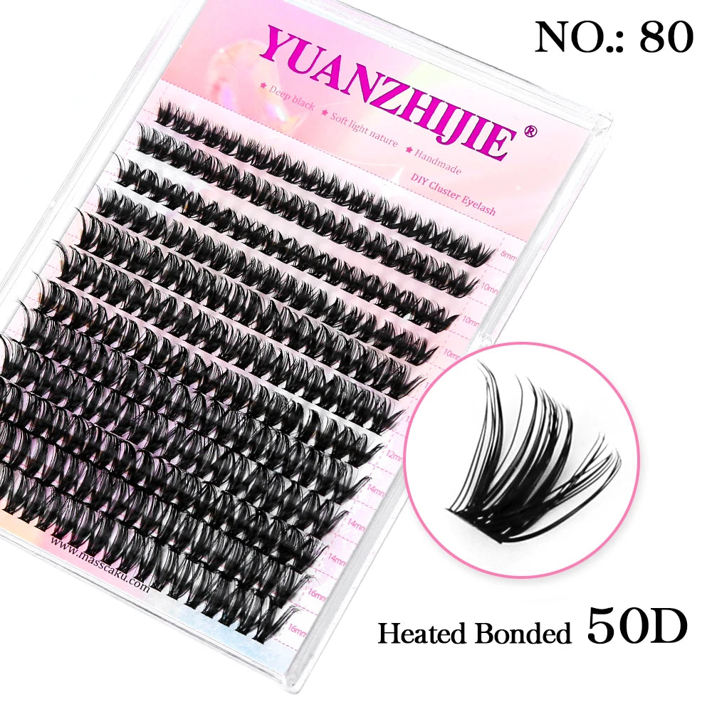 YUANZHIJE DIY Cluster Lash Extension Wispy Lashes Fluffy Individual Premade fans 0.07 Russian Volume Mink Bundle Lashes Makeup