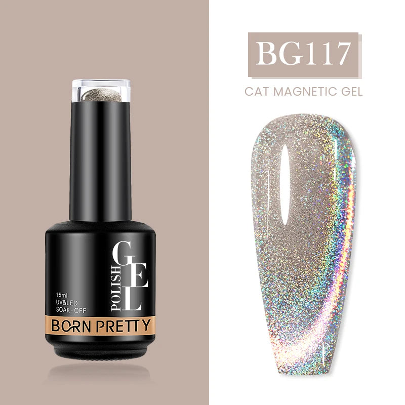 BORN PRETTY Cat Magnetic Gel Nail Polish 15ml Reflective Glitter Soak Off UV LED Gel Semi Permanent Nail Art Varnish Manicure