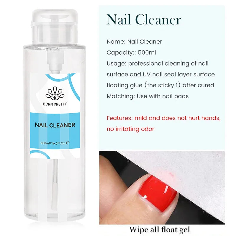 BORN PRETTY 500ml Nail Gel Remover Nail Brush Cleaner Nail Polish Cleaner Solution Liquid Manicure Care Tools Nail Art Tools