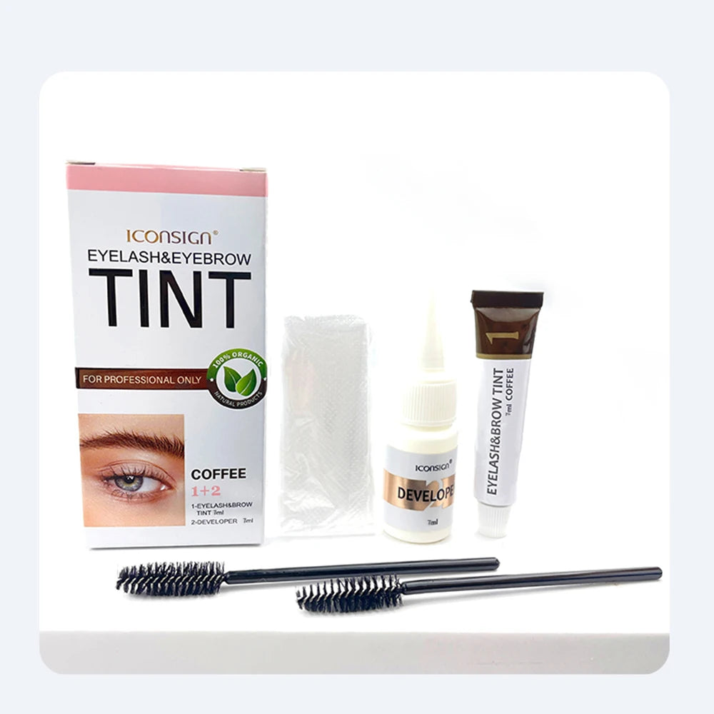 ICONSIGN Eyelashes and Eyebrow Tint Dye Professional Eyebrow Dye Waterproof Long-lasting Eyebrow Brow Kit Semi Permanent Eyebrow