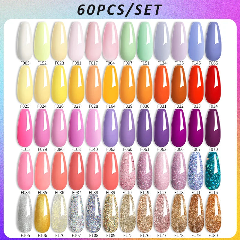 LILYCUTE 60/66/129PCS/Set Gel Nail Polish Set Glitter Colors Nail Kit Esmaltes Semi Permanent UV Gel Nail Art DIY Manicure Sets