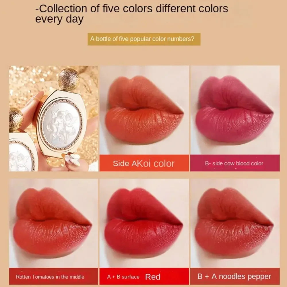 Makeups Matte 5 Colors Lipstick Long-lasting Moisturize 5 in 1 Lip Gloss Not Fading Non Stick Cup Velvet Mist Lipstick Cosmetics