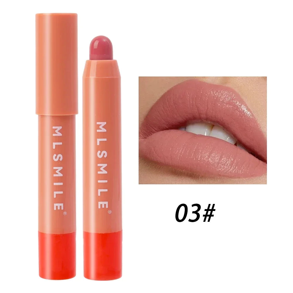 Matte Moisturizing Crayon Lipstick Makeup Pink Red Long Lasting Color Rendering Waterpoof Non-Stick Cup Lip Tint Woman Cosmetics