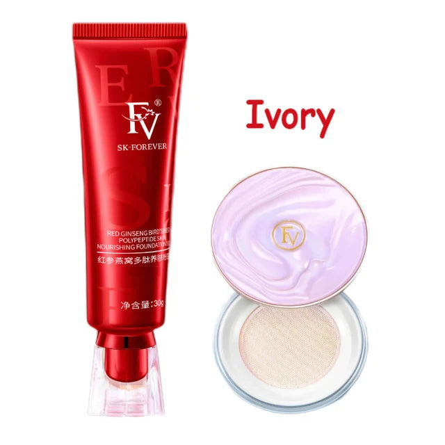 FV Foundation Precious Luxury Herbal Extracts Concealer Oil-control Waterprof Makeup Base Cream Free Gift triangular powder puff